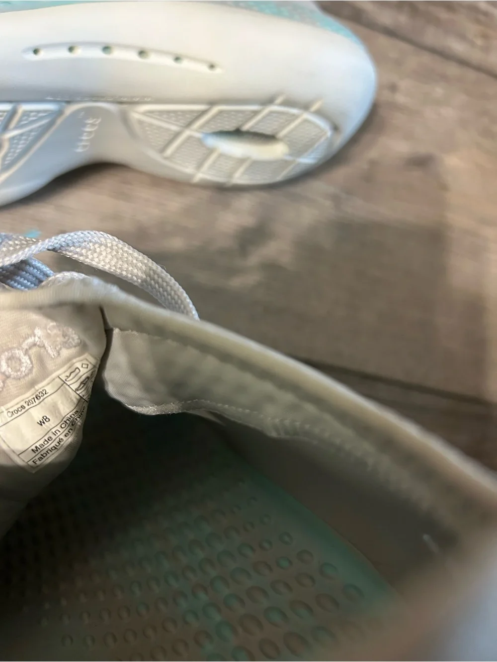 grey and marbled aqua Crocs LiteRide 360 Pacer sneakers